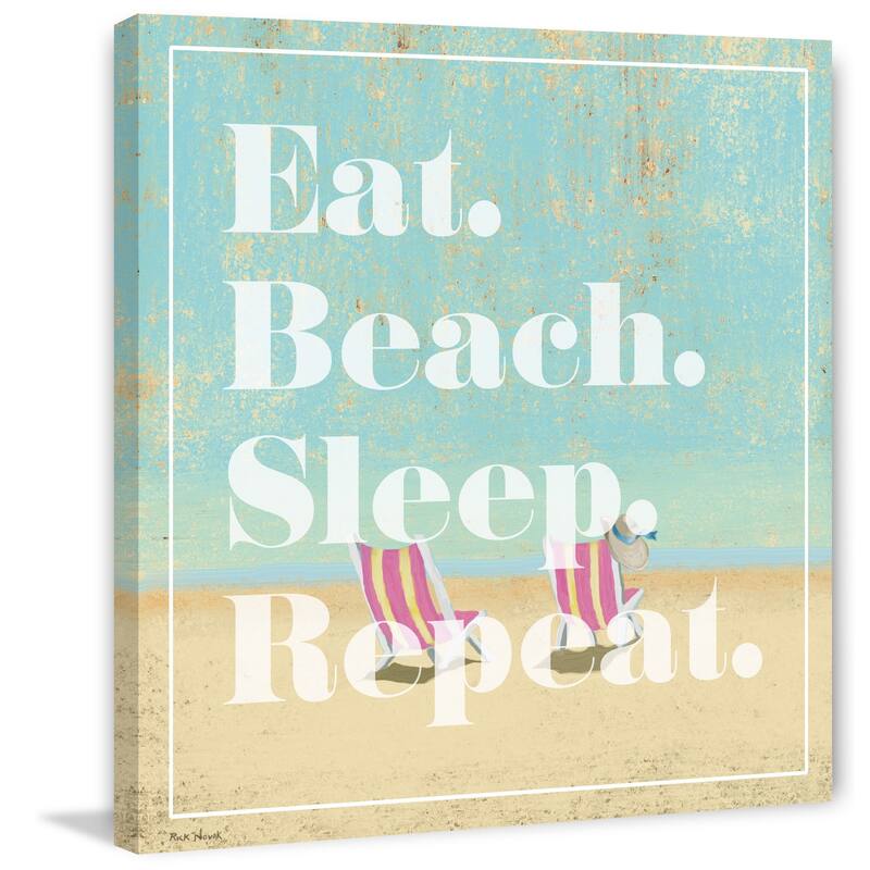 'Eat Beach Sleep Repeat III' Painting Print on Wrapped Canvas - Multi-Color