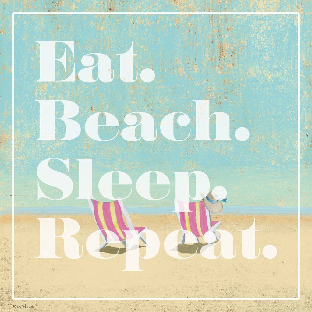 'Eat Beach Sleep Repeat III' Painting Print on Wrapped Canvas - Multi-Color