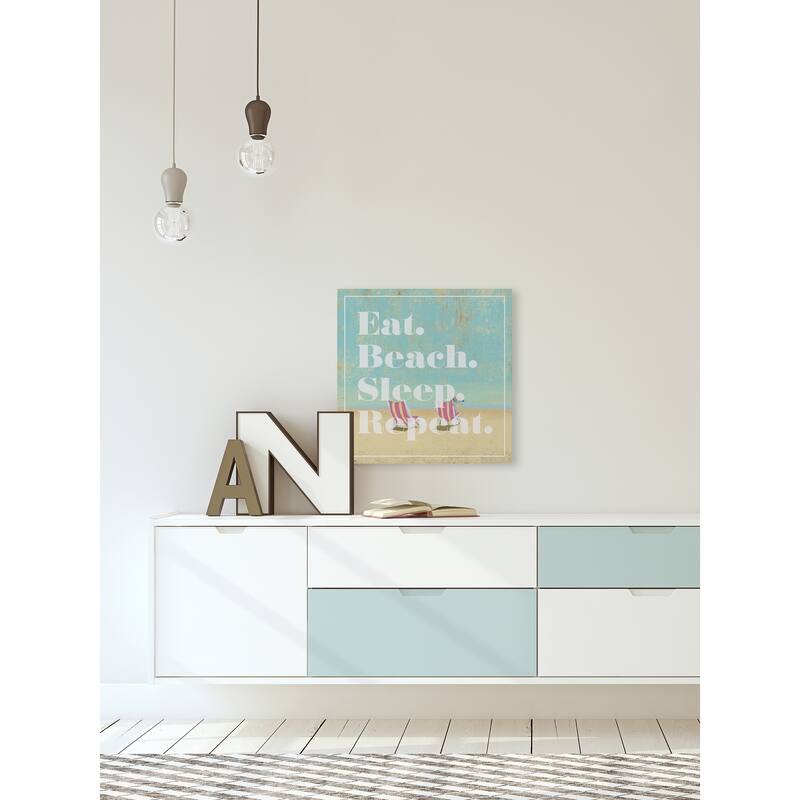 'Eat Beach Sleep Repeat III' Painting Print on Wrapped Canvas - Multi-Color