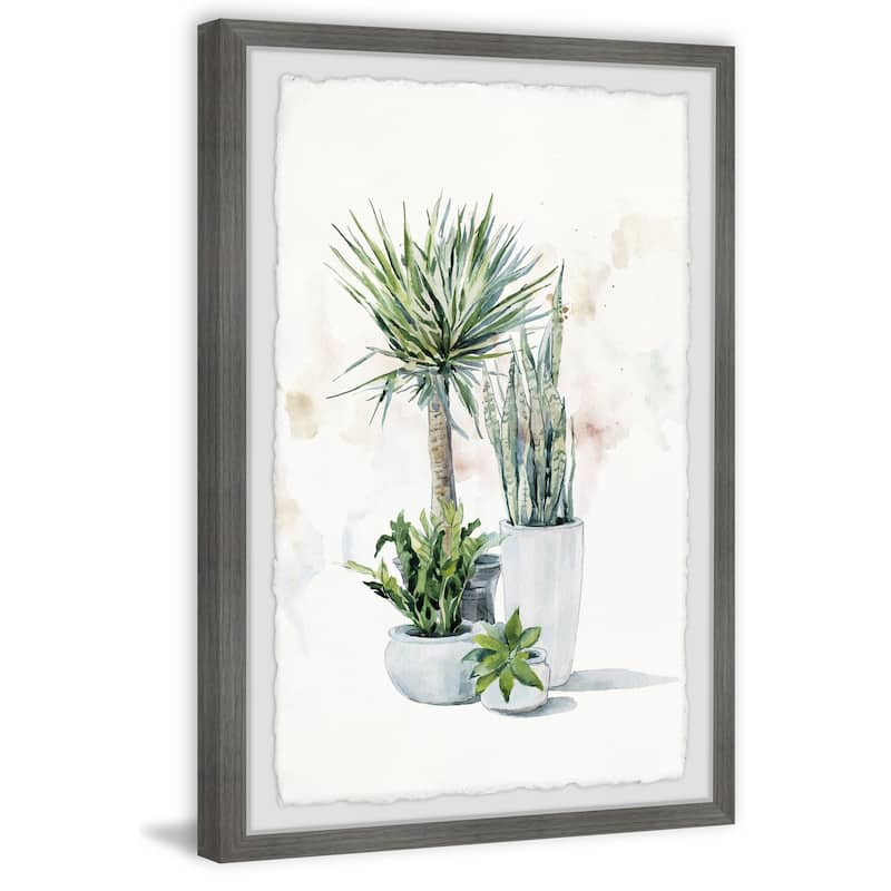 'Green Plants Shrub II' Framed Painting Print - Multi-Color