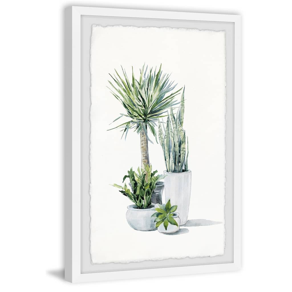 'Green Plants Shrub' Framed Painting Print - Multi-Color