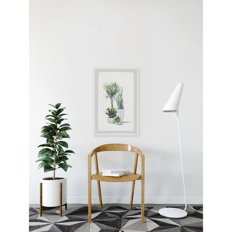 'Green Plants Shrub' Framed Painting Print - Multi-Color
