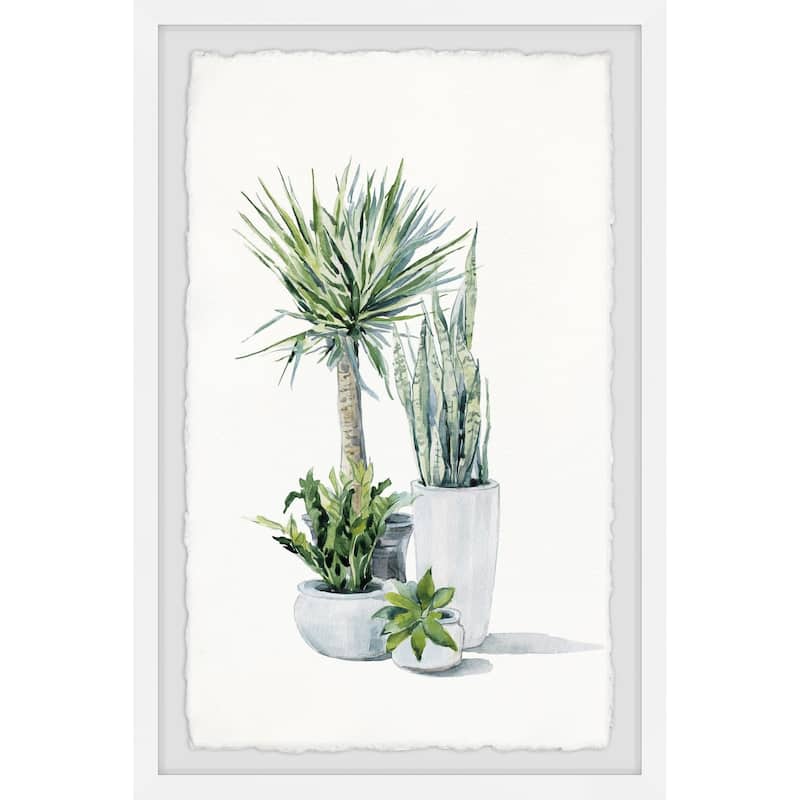 'Green Plants Shrub' Framed Painting Print - Multi-Color