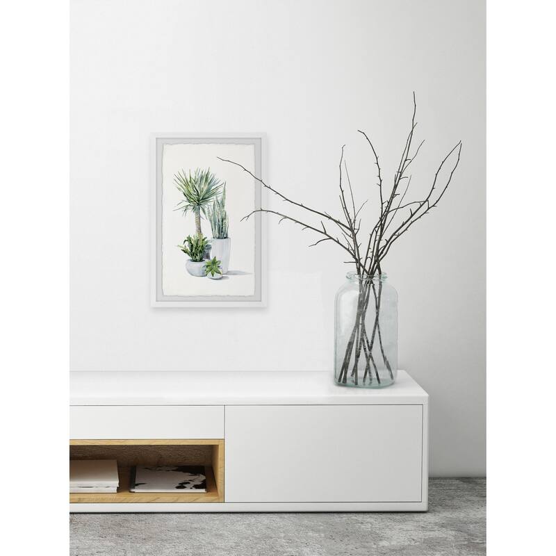 'Green Plants Shrub' Framed Painting Print - Multi-Color