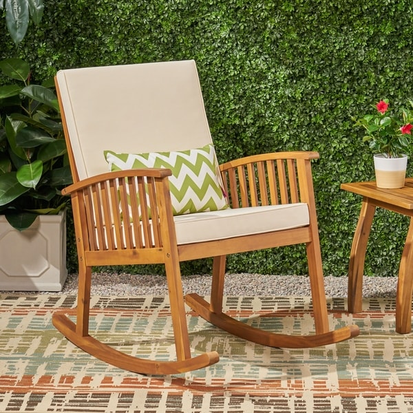 outdoor acacia wood rocking chair