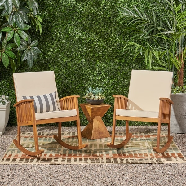 Shop Casa Outdoor Acacia Wood Rocking Chairs (Set of 2) by Christopher