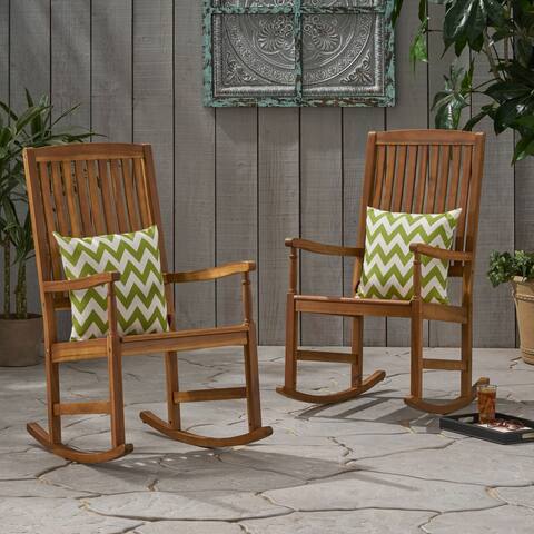Arcadia Outdoor Acacia Wood Rocking Chairs (Set of 2) by Christopher Knight Home