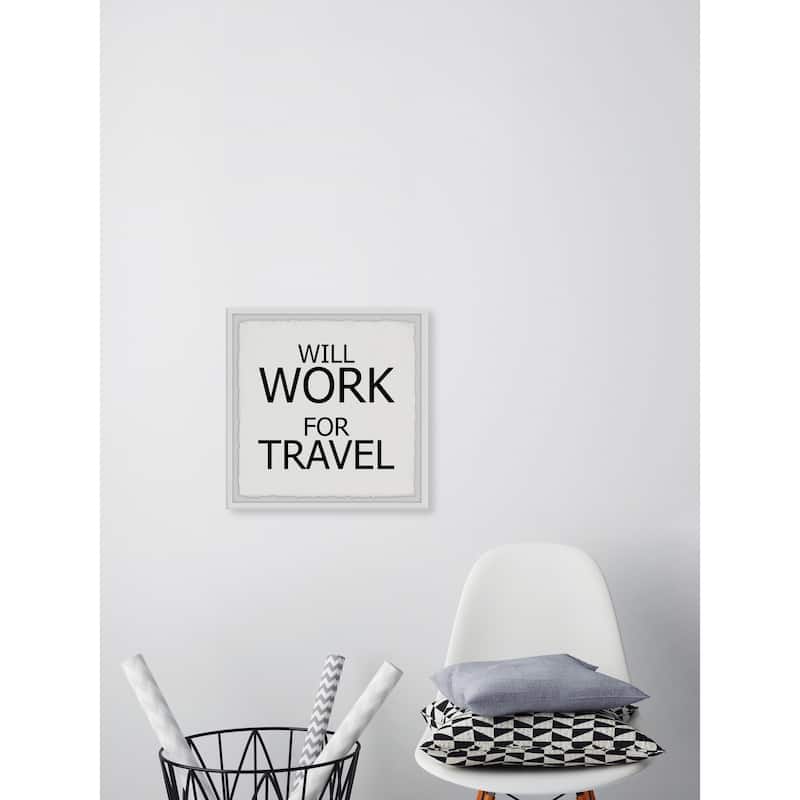 'Will Work for Travel' Framed Painting Print - Multi-Color