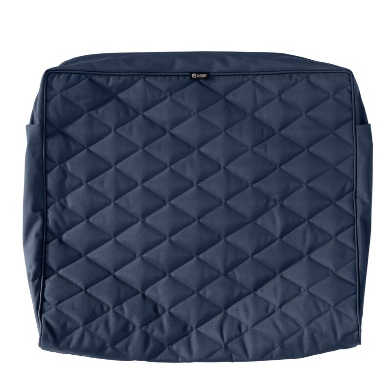 Classic Accessories Montlake Water-Resistant 21 x 20 x 4 Inch Wide Back Lounge Quilted Cushion Cover, Navy
