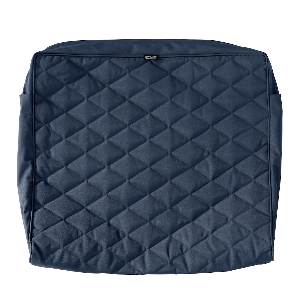 Classic Accessories Montlake Water-Resistant 21 x 20 x 4 Inch Wide Back Lounge Quilted Cushion Cover, Navy