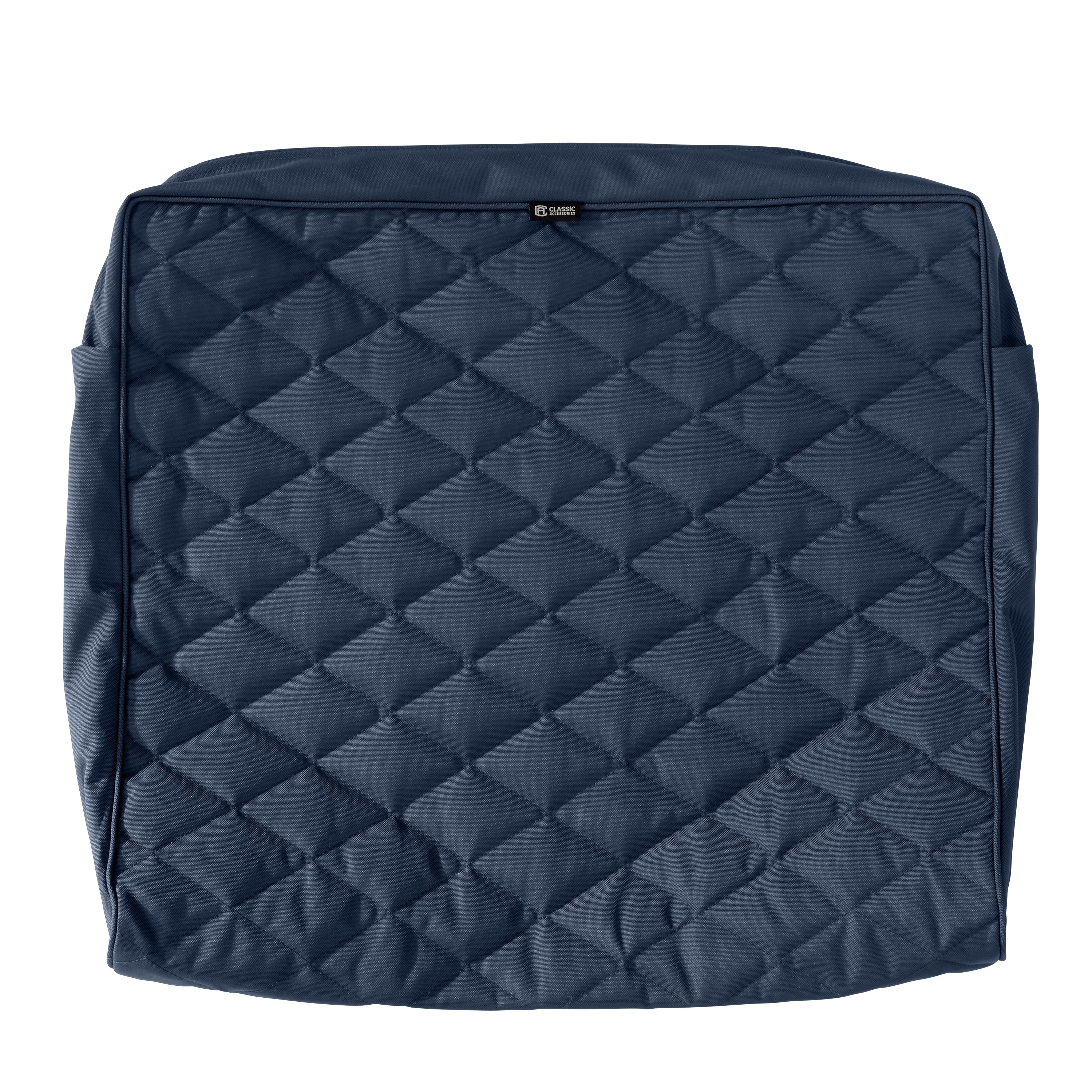 Classic Accessories Montlake Water-Resistant 21 x 20 x 4 Inch Wide Back Lounge Quilted Cushion Cover, Navy