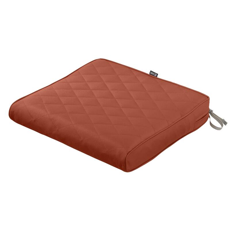 Classic Accessories Montlake Water-Resistant 21 x 19 x 3 Inch Patio Quilted Seat Cushion, Chamomile - Spice
