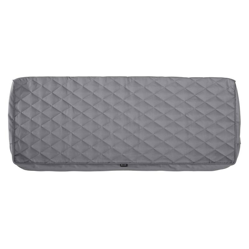 Classic Accessories Montlake Water-Resistant 42 x 18 x 3 Inch Patio Bench/Settee Quilted Cushion Cover, Grey