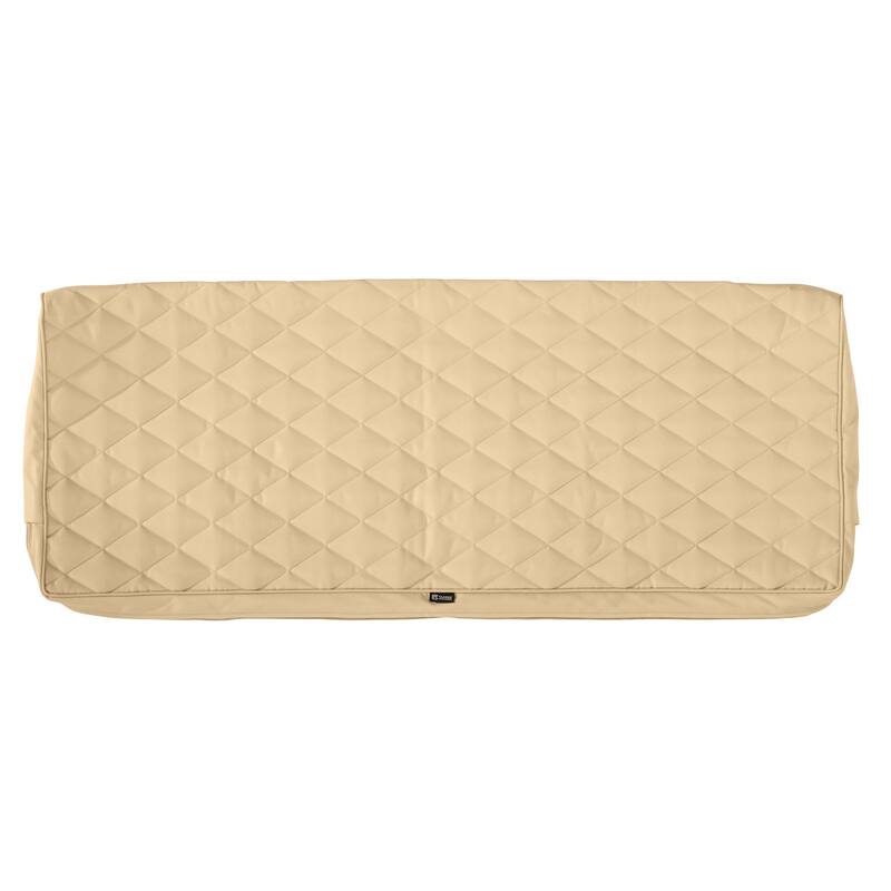 Classic Accessories Montlake Water-Resistant 42 x 18 x 3 Inch Patio Bench/Settee Quilted Cushion Cover, Chamomile
