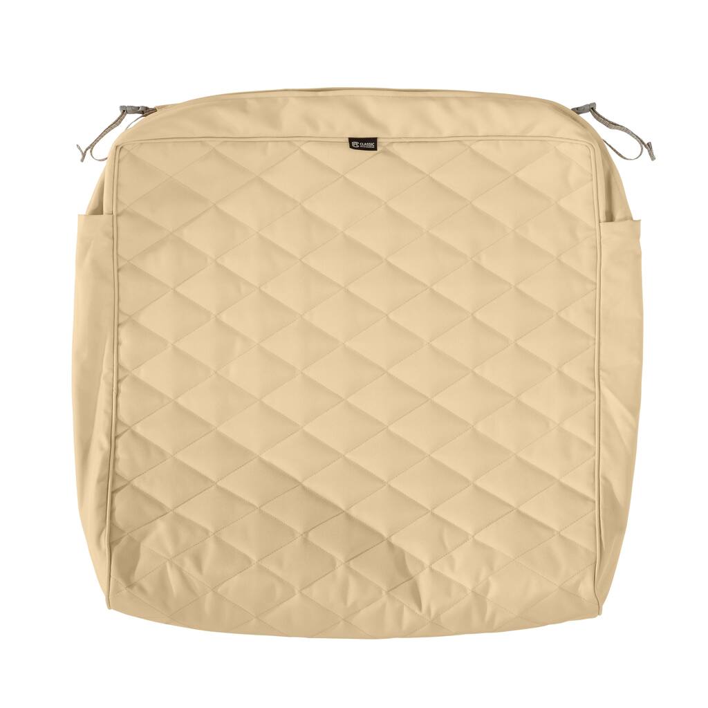 Classic Accessories Montlake Water-Resistant 25 x 25 x 5 Inch Patio Quilted Seat Cushion, Chamomile