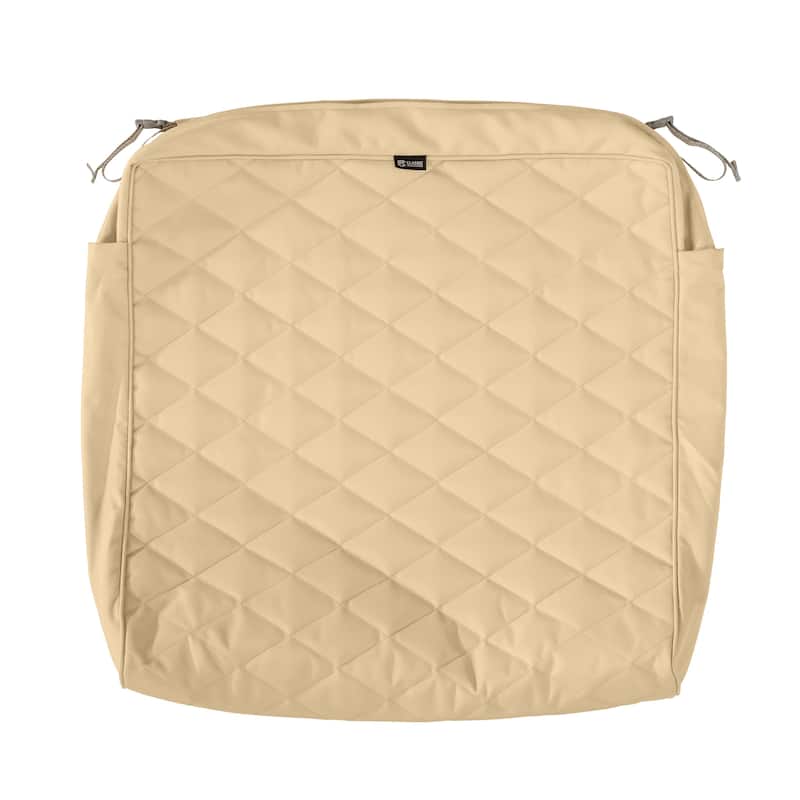 Classic Accessories Montlake Water-Resistant 25 x 25 x 5 Inch Patio Quilted Seat Cushion, Chamomile