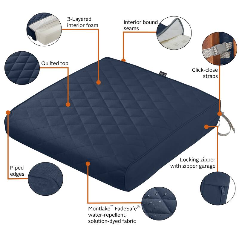 Classic Accessories Montlake® FadeSafe® Square Seat Quilted Lounge Cushion
