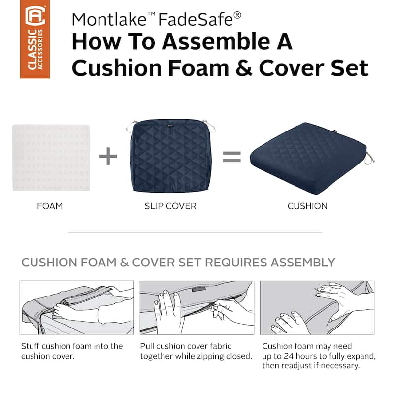 Classic Accessories Montlake® FadeSafe® Square Seat Quilted Lounge Cushion