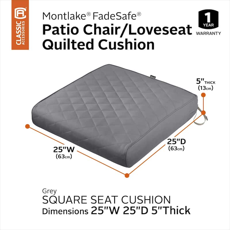 Classic Accessories Montlake® FadeSafe® Square Seat Quilted Lounge Cushion