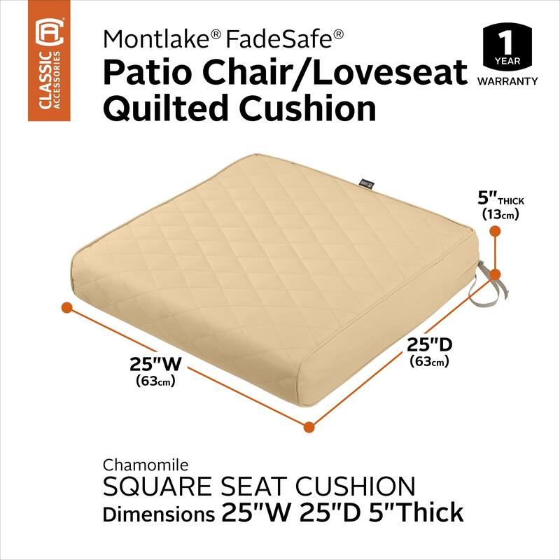 Classic Accessories Montlake® FadeSafe® Square Seat Quilted Lounge Cushion