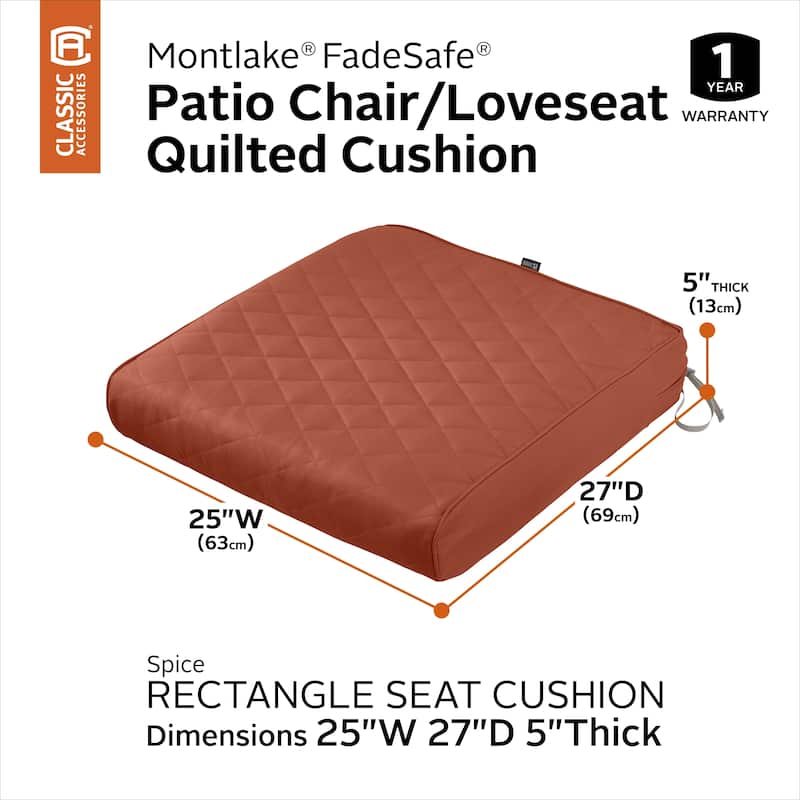 Classic Accessories Montlake® FadeSafe® Square Seat Quilted Lounge Cushion
