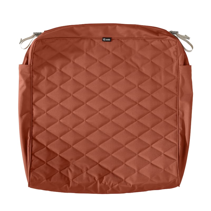 Classic Accessories Montlake Water-Resistant 25 x 25 x 5 Inch Patio Quilted Seat Cushion, Spice