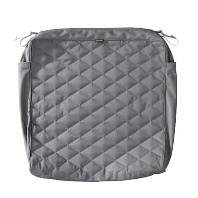 Classic Accessories Montlake Water-Resistant 25 x 25 x 5 Inch Patio Quilted Seat Cushion, Grey