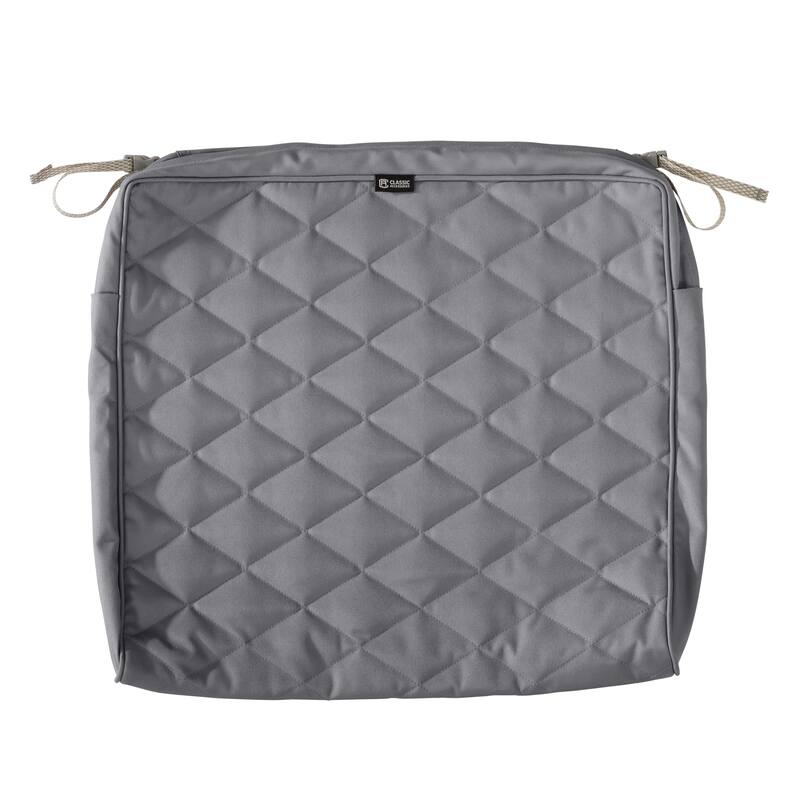 Classic Accessories Montlake Water-Resistant 21 x 19 x 3 Inch Patio Quilted Seat Cushion Cover, Grey