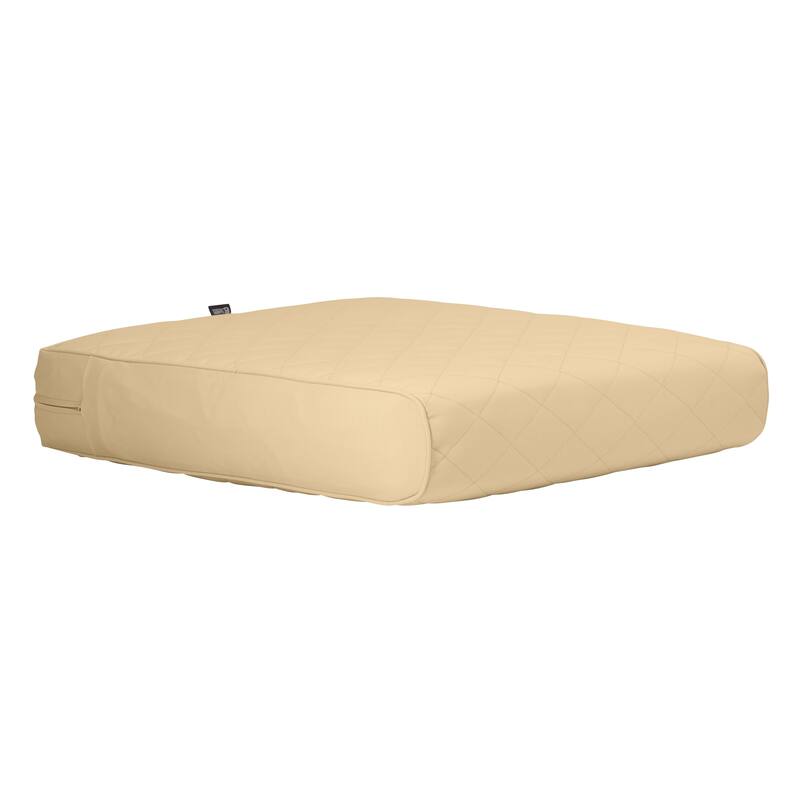 Classic Accessories Montlake Water-Resistant 21 x 20 x 4 Inch Wide Back Lounge Quilted Cushion Cover, Chamomile