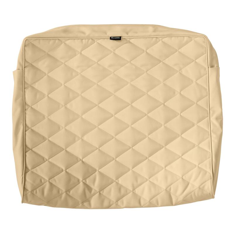 Classic Accessories Montlake Water-Resistant 21 x 20 x 4 Inch Wide Back Lounge Quilted Cushion Cover, Chamomile