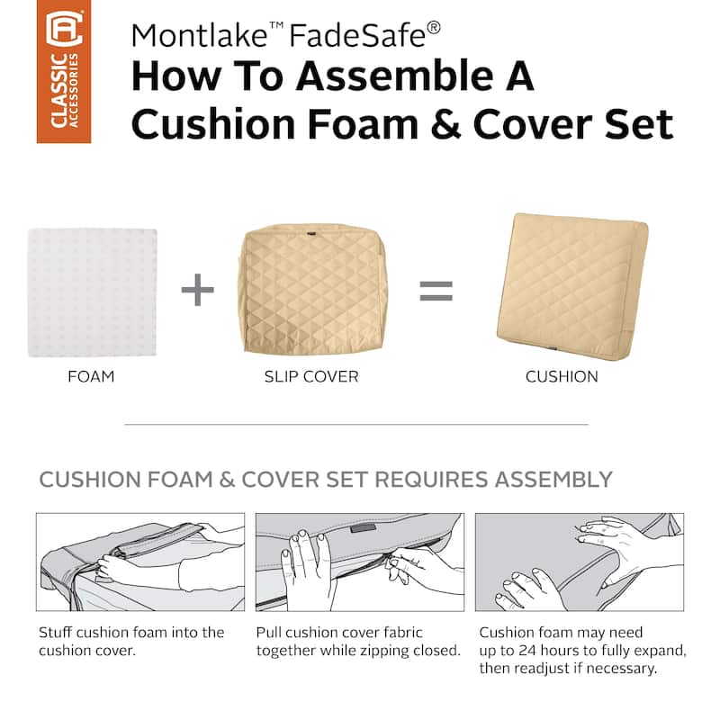 Classic Accessories Montlake® FadeSafe® Rectangle Settee/Bench Seat Quilted Cushion Lounge Cushion