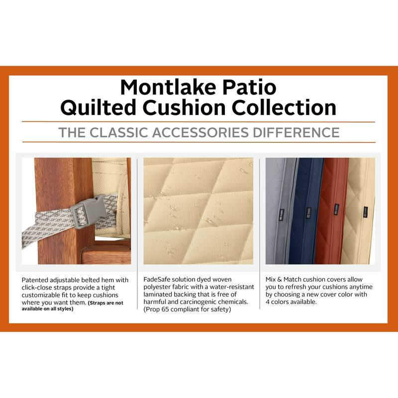 Classic Accessories Montlake® FadeSafe® Rectangle Settee/Bench Seat Quilted Cushion Lounge Cushion