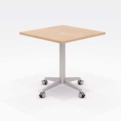 Olio Designs Workwell Square Pedestal Table, Casters