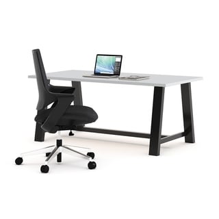 Carbon Loft Yvonne Computer Desk Set with Laminate Top and Black Chair (Fashion Grey)