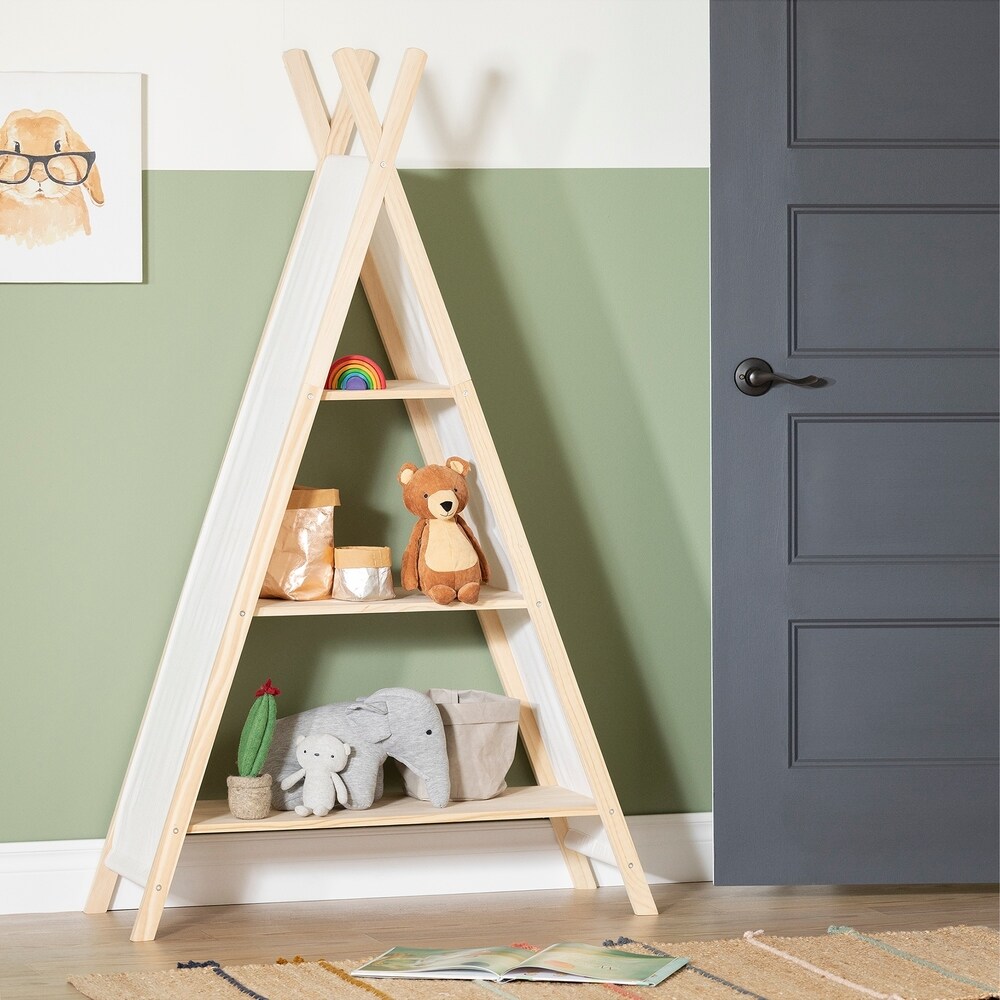 Triangle TeePee Shelf White Wooden Nursery Shadow Box Floating Rustic Wood Shelves or Wall Decor 