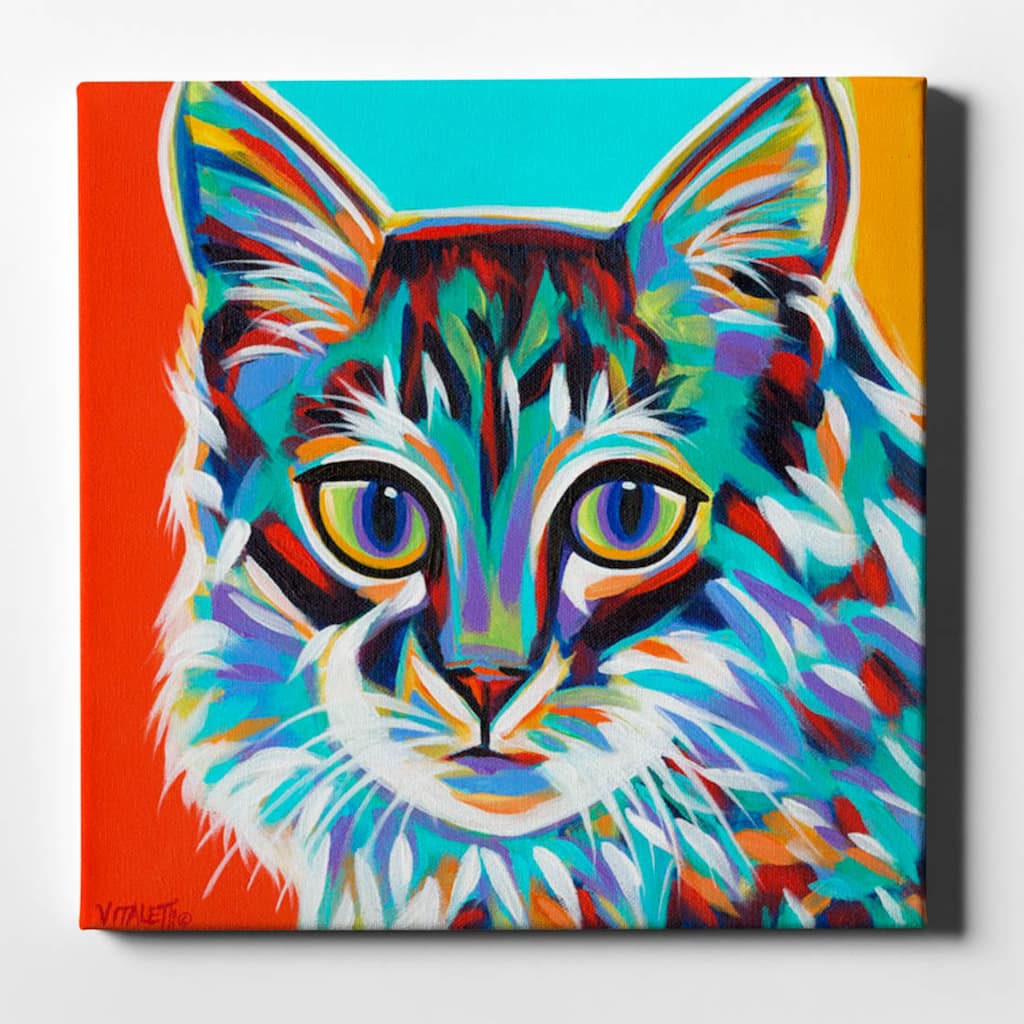 Epic Graffiti 'Dramatic Cats II' by Carolee Vitaletti Giclee Canvas Wall Art, 12"x12"