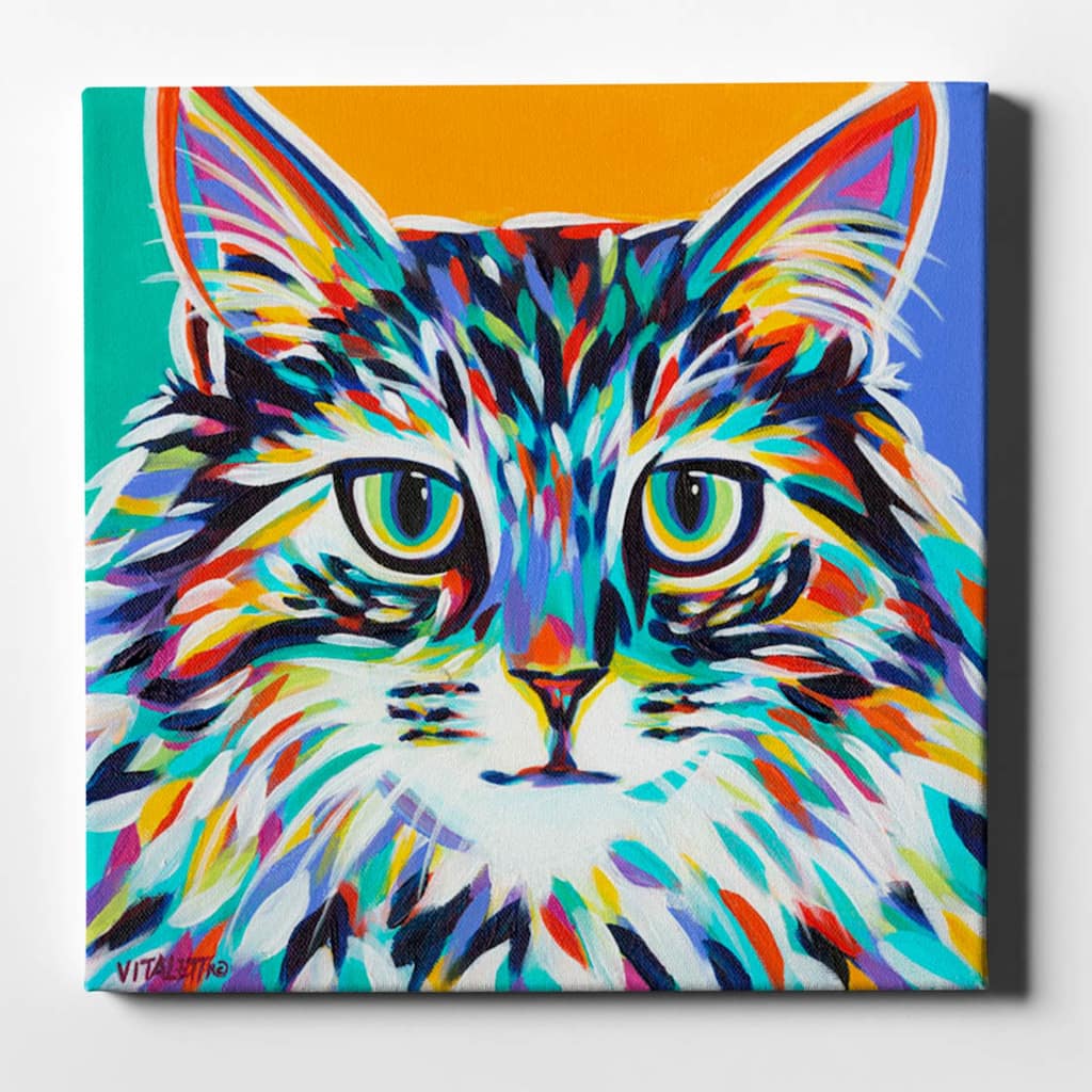 Epic Graffiti 'Dramatic Cats I' by Carolee Vitaletti Giclee Canvas Wall Art, 12"x12"