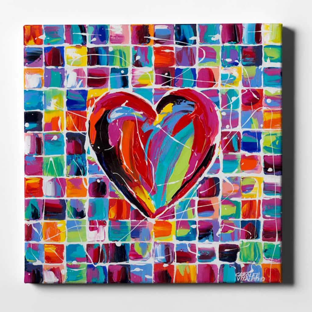 Epic Graffiti 'Hearts of a Different Color II' by Carolee Vitaletti Giclee Canvas Wall Art, 12"x12"
