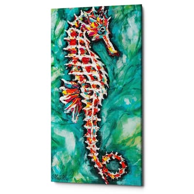 Epic Graffiti 'Radiant Seahorse I' by Carolee Vitaletti Giclee Canvas Wall Art, 12"x24"
