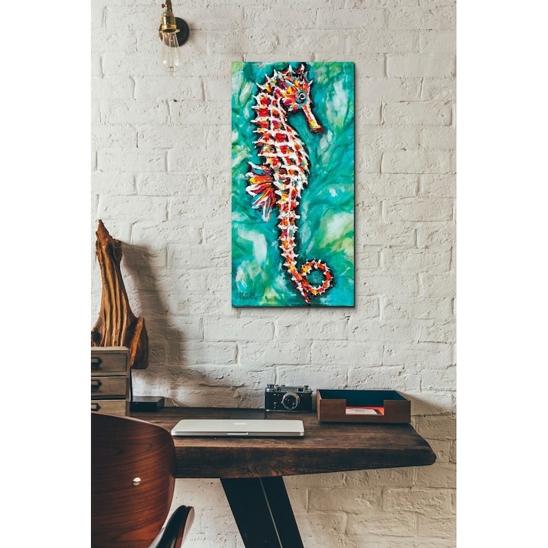 Epic Graffiti 'Radiant Seahorse I' by Carolee Vitaletti Giclee Canvas Wall Art, 12"x24"