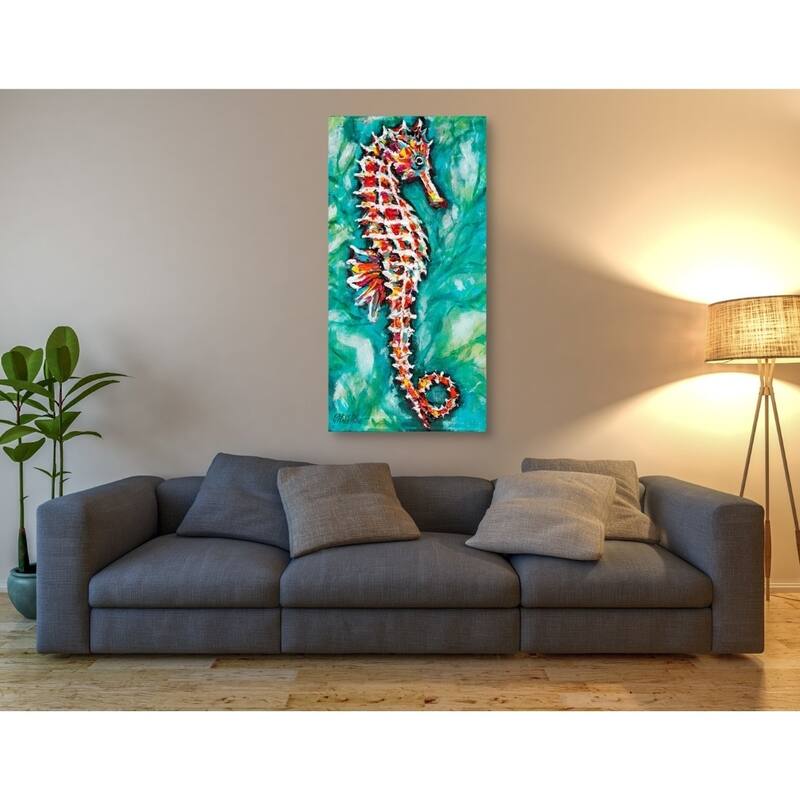 Epic Graffiti 'Radiant Seahorse I' by Carolee Vitaletti Giclee Canvas Wall Art, 12"x24"