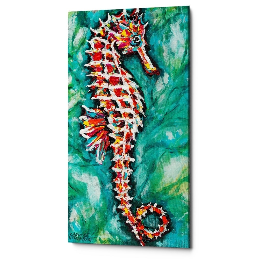 Epic Graffiti 'Radiant Seahorse I' by Carolee Vitaletti Giclee Canvas Wall Art, 12"x24"