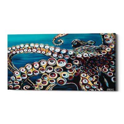 Epic Graffiti 'Wild Octopus I' by Carolee Vitaletti Giclee Canvas Wall Art, 24"x12"