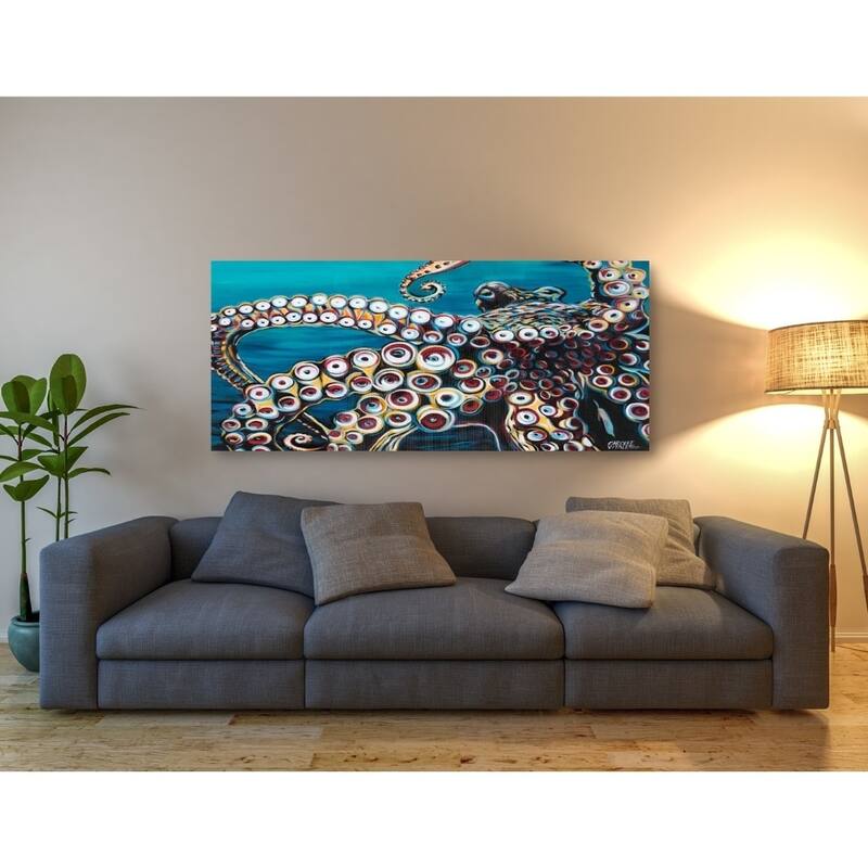Epic Graffiti 'Wild Octopus I' by Carolee Vitaletti Giclee Canvas Wall Art, 24"x12"