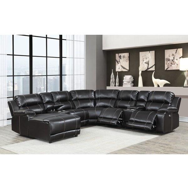 Faux leather sectional on sale with recliner