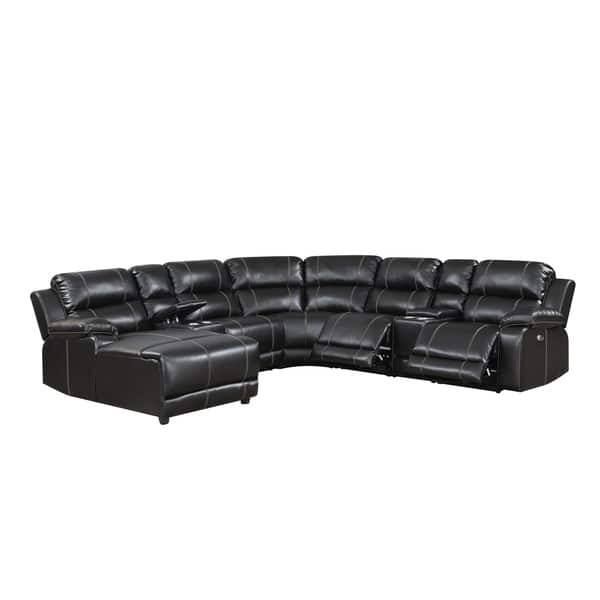 William Brown Transitional Faux Leather Curved Living Room Reclining Sectional Sofa Overstock 28076866