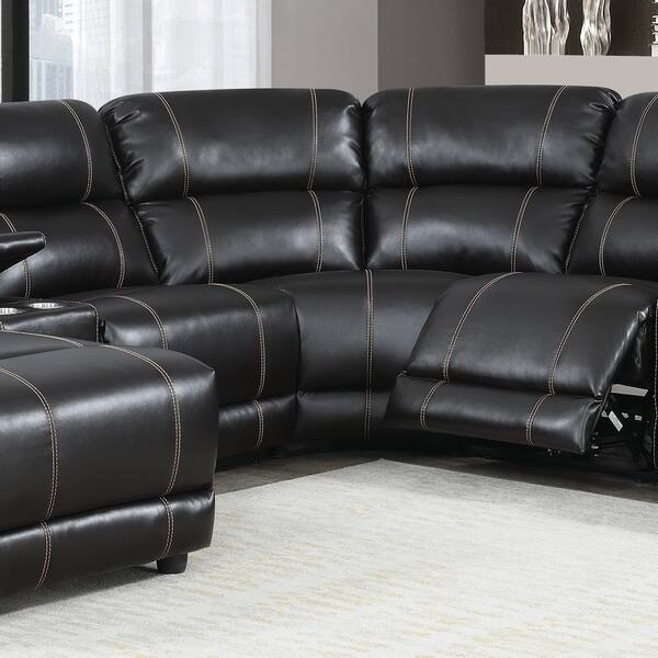 William Brown Transitional Faux Leather Curved Living Room Reclining Sectional Sofa Overstock 28076866