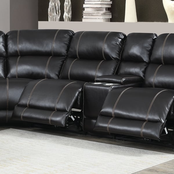 William Brown Transitional Faux Leather Curved Living Room Reclining Sectional Sofa Overstock 28076866