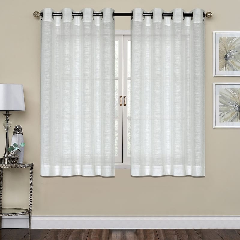 Porch & Den Carillion Jacquard Semi-sheer 45-inch Grommet Panel - Ivory