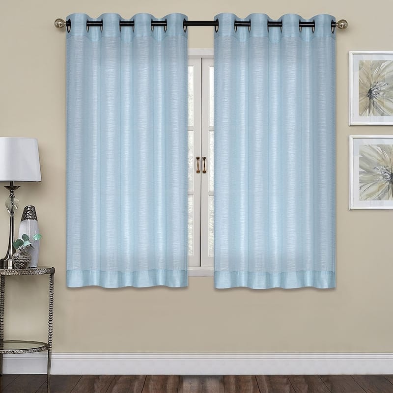 Porch & Den Carillion Jacquard Semi-sheer 45-inch Grommet Panel - Light Blue